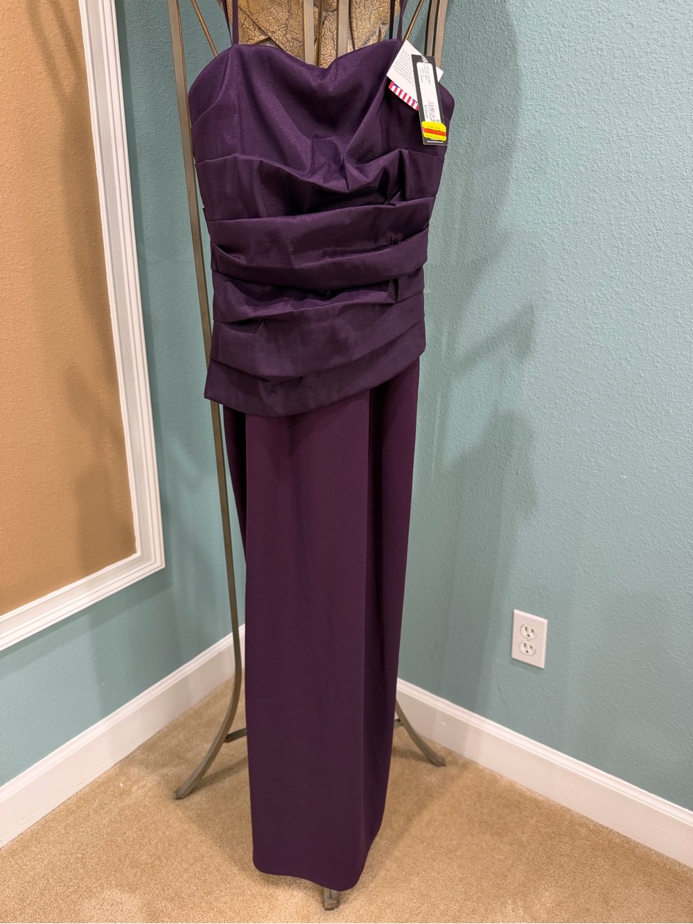 Betsey Johnson Strapless Purple Ruched Evening Gown